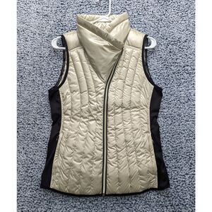 Calvin Klein Performance Down Puffer Vest Size S Full Zip Asymmetrical Beige